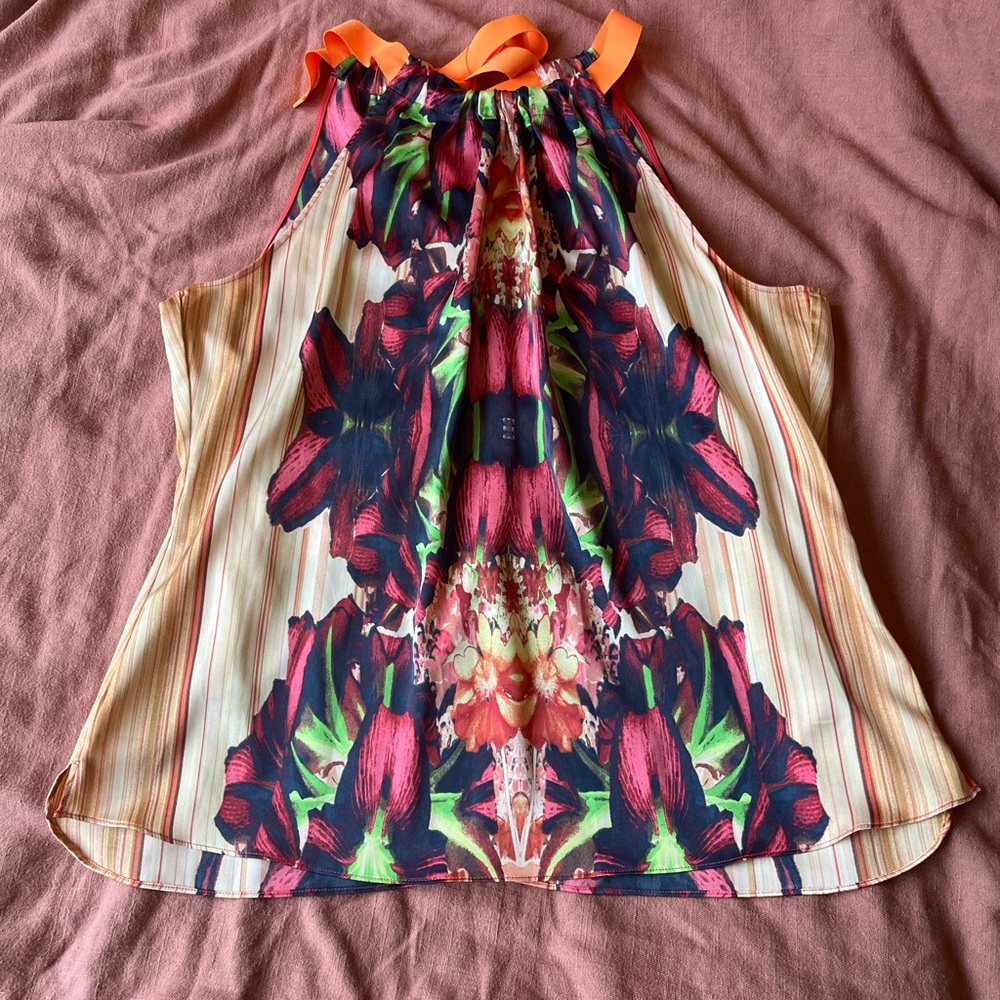 High Neck Floral Blouse